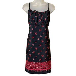 Vtg Y2k Babydoll Top Dress‎ Womens Sz 16 Black Red Asian Inspired Lightweight